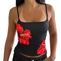Y2k Floral Tank Top for Women Sexy Backless Going Out Crop Tops